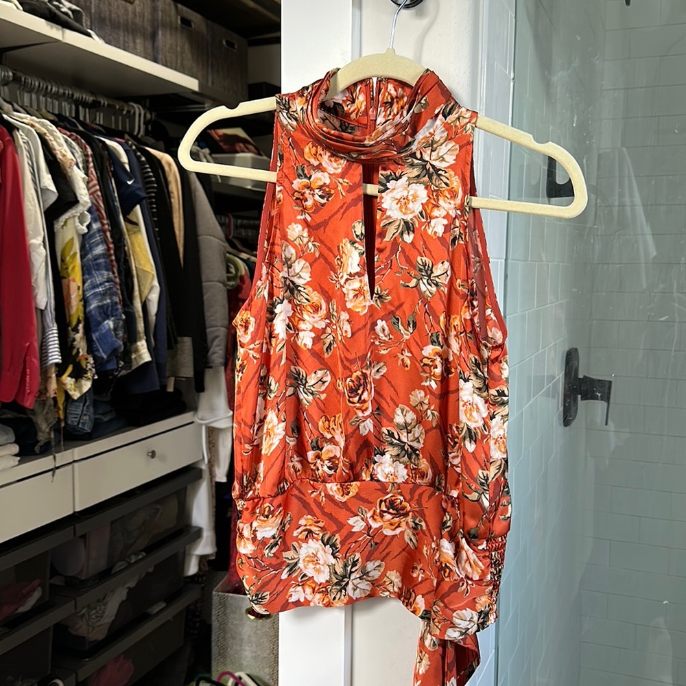 White House Black market orange floral halter